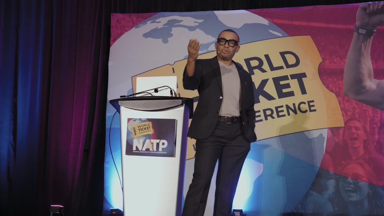 World Ticket Conference New Orleans event video production sample with stage coverage, audience reaction, sponsor messaging, and conference B-roll